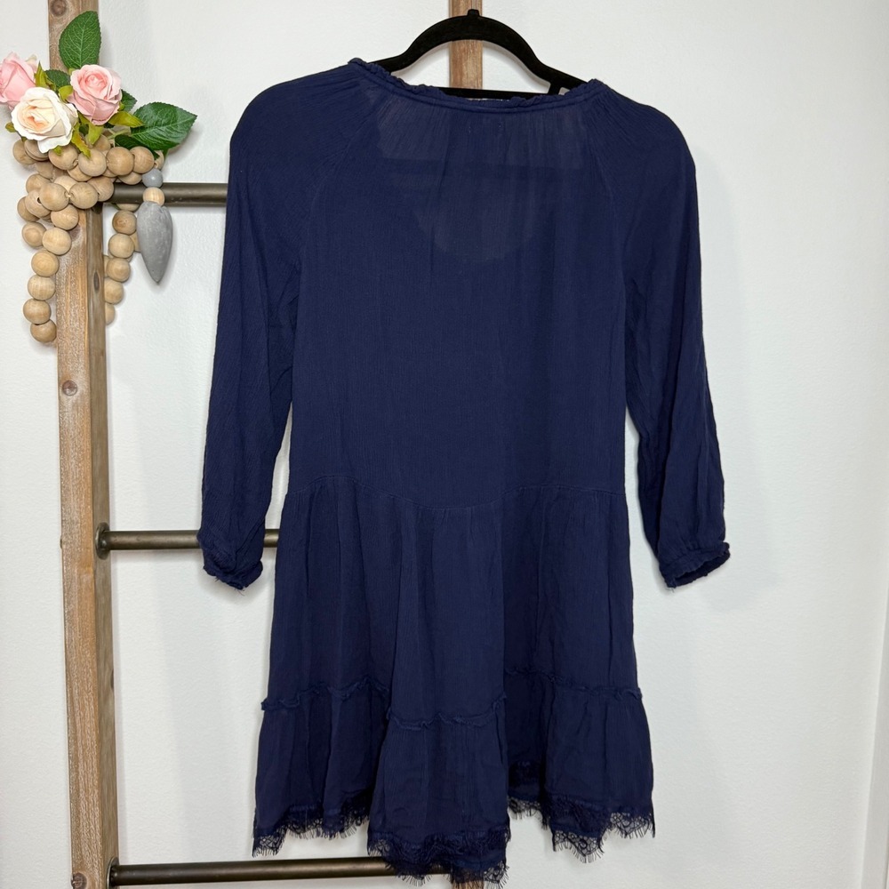 Aerie Blue Long Sleeve Peasant Mini Dress Size X Small - Picture 6 of 10